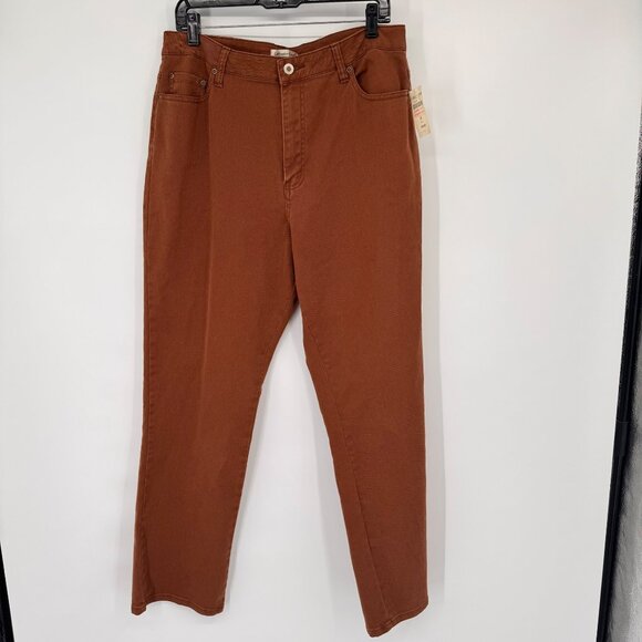 Coldwater Creek brown High-Waisted Jeans Size 14 Straight Leg Cotton stretch new - Picture 5 of 14